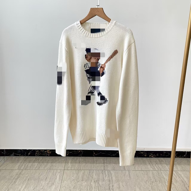 ##Bear Intarsia Knit Crewneck Sweater 808 P 7