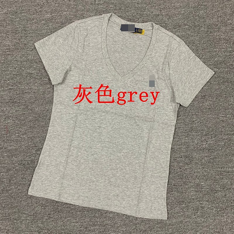 .00#pure Cotton V-neck Solid Color T-shirt For Women V T C 3