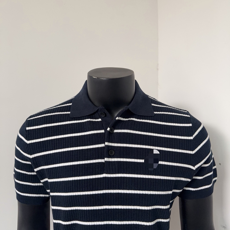 ##3 Buttons Stripe Knit Polo Shirt Polo R 4