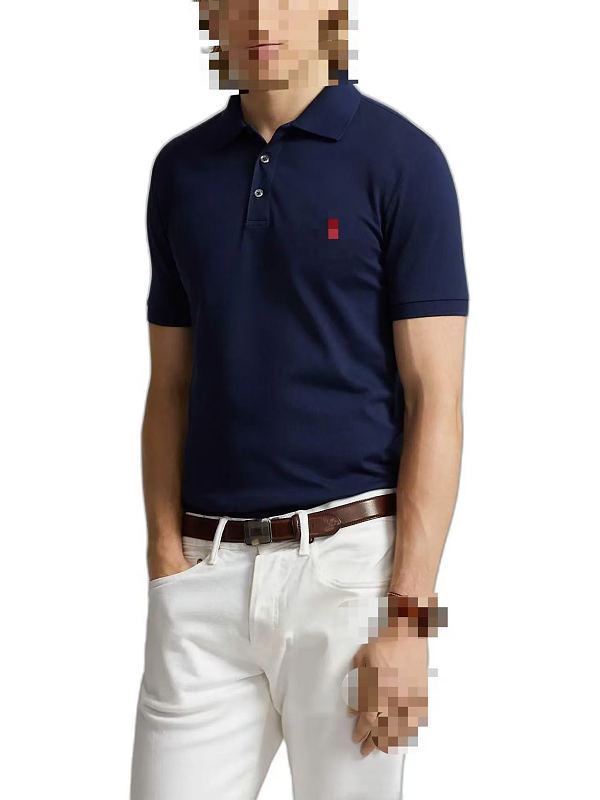 ## Three Buttons Custom Slim Fit Stretch Mesh Polo Shirt Polo R 7