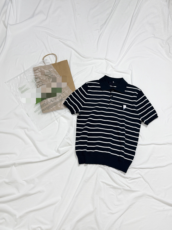 ##3 Buttons Stripe Knit Polo Shirt Polo R 6
