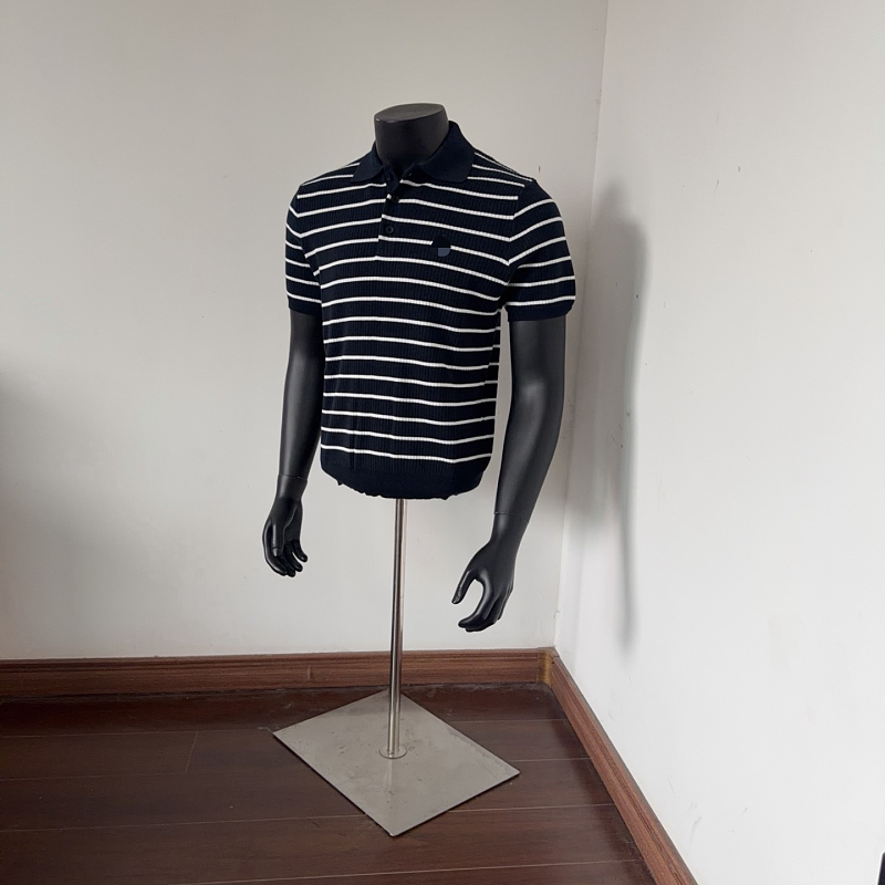 ##3 Buttons Stripe Knit Polo Shirt Polo R 2