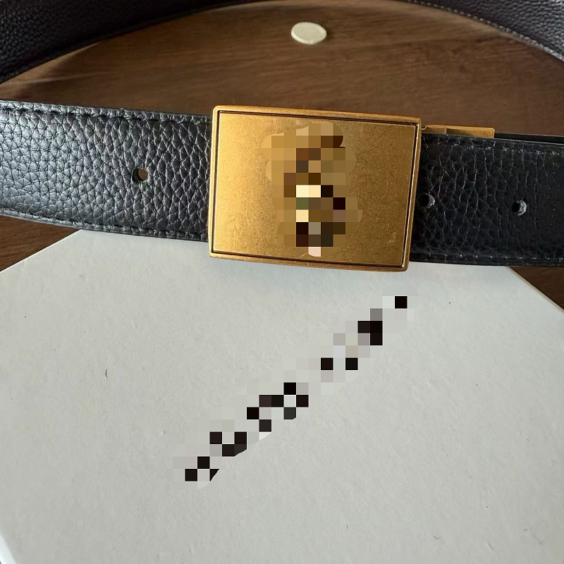 ##Men's Litchi-Grain Cowhide Belt E 4
