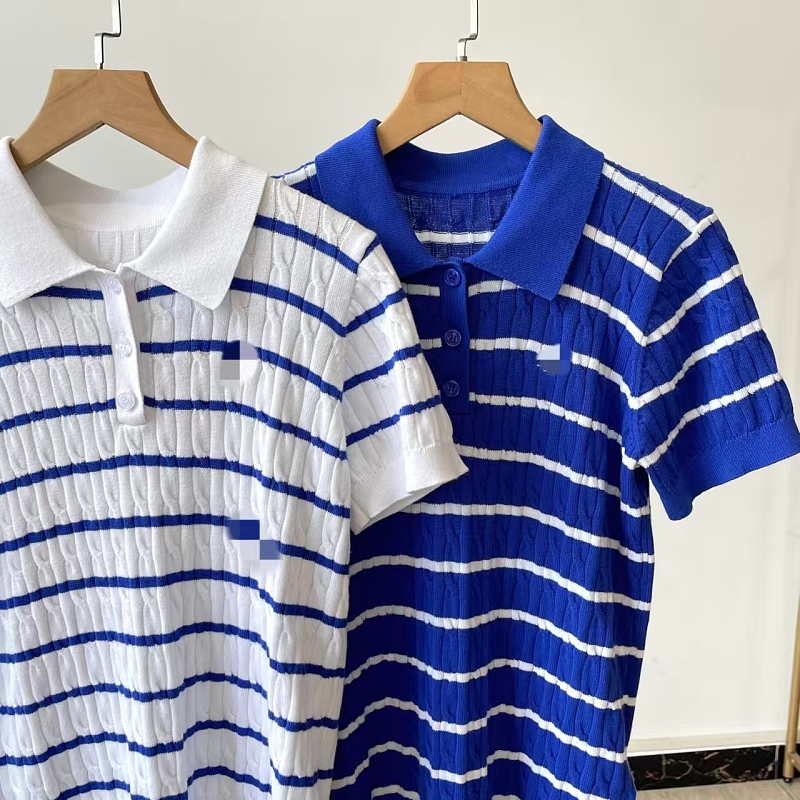 ##Two-Tone Striped Cable Knit Tee 066 P 6