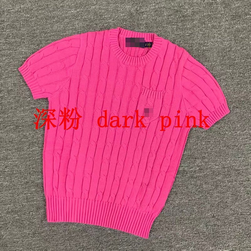 .00#pure Cotton Knitted Round Neck Short-sleeved Pocket Sweater, Twelve Color C 3