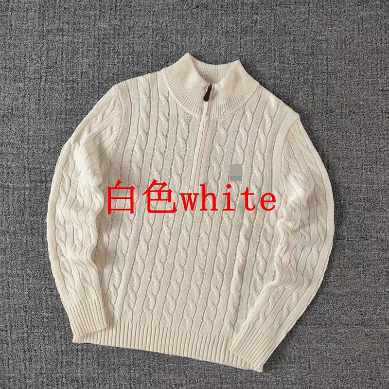 .00##pony Logo Embroidered Cable-knit Wool Knit Half-zip Long-sleeved Sweat C 7