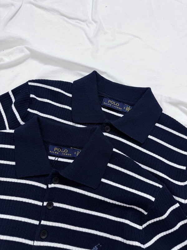 ##3 Buttons Stripe Knit Polo Shirt Polo R 9