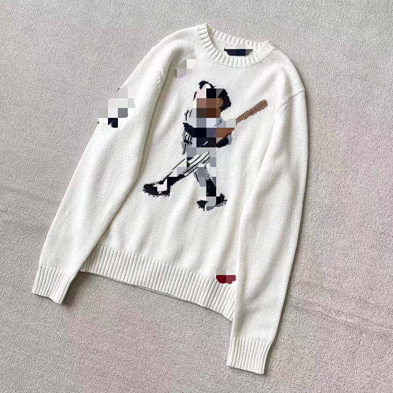 ##Bear Intarsia Knit Crewneck Sweater 808 P 3