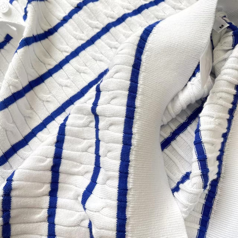##Two-Tone Striped Cable Knit Tee 066 P 11