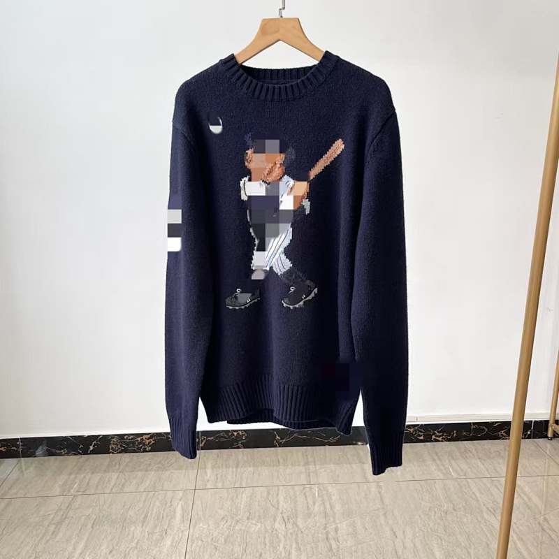 ##Bear Intarsia Knit Crewneck Sweater 808 P 4