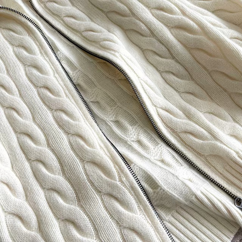 ##Wool Cable Knit Full Zip Cardigan 808 P 12