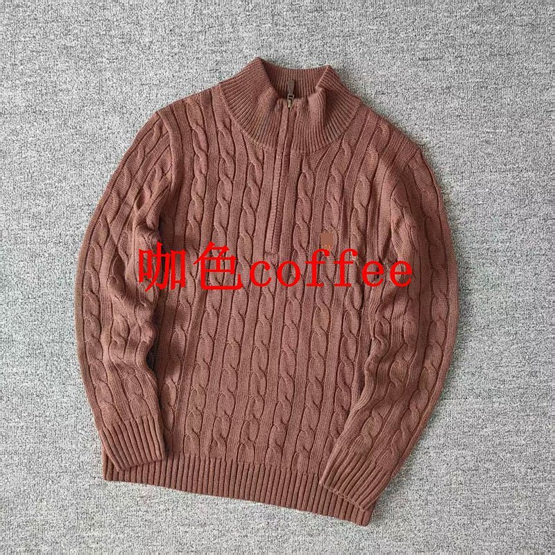 .00##pony Logo Embroidered Cable-knit Wool Knit Half-zip Long-sleeved Sweat C 4