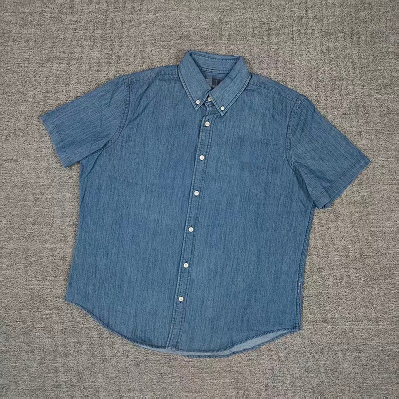 ##Denim Short-sleeved Shirt Loose Fit M 4