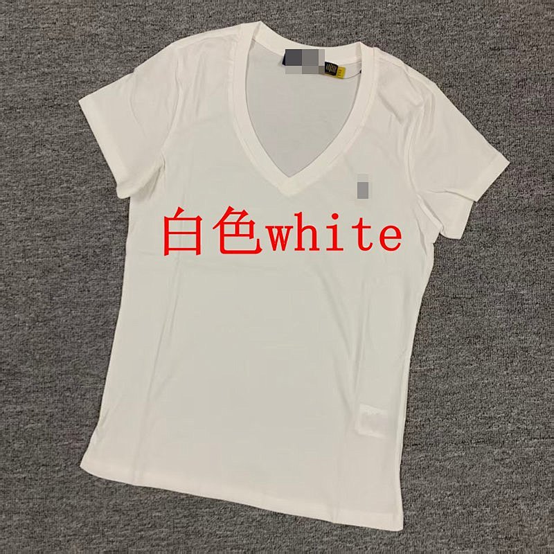 .00#pure Cotton V-neck Solid Color T-shirt For Women V T C 6
