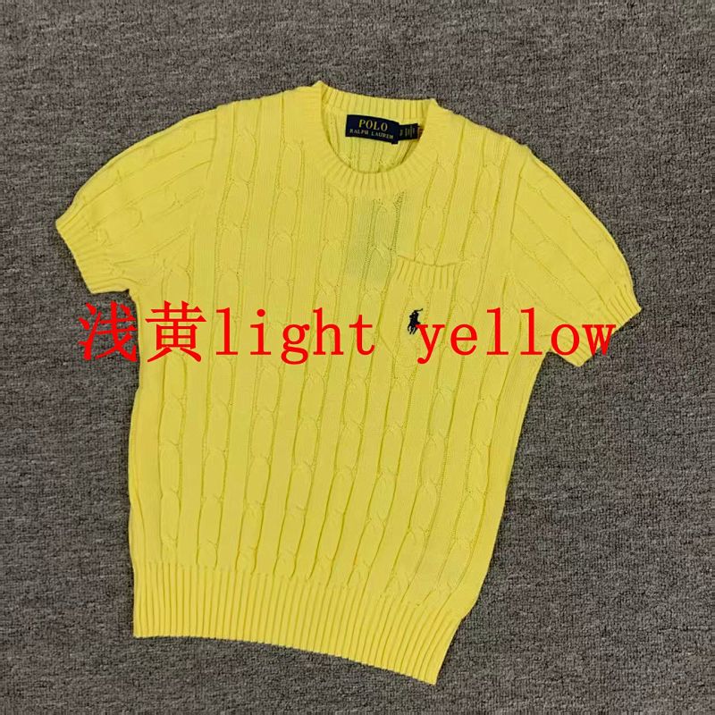 .00#pure Cotton Knitted Round Neck Short-sleeved Pocket Sweater, Twelve Color C 6