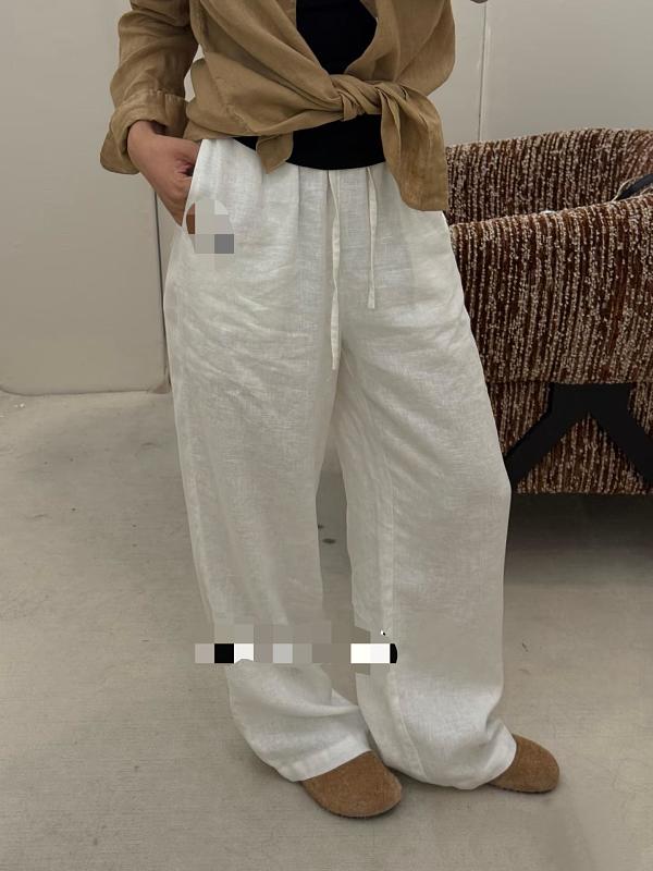 24.8usd ## Classic Wide-leg Linen Trousers N 2