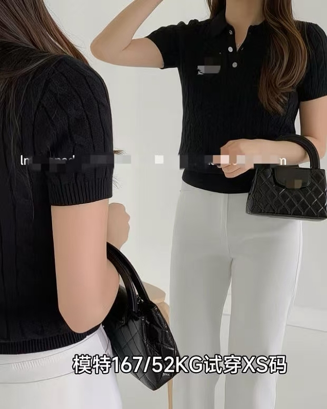 ##Polo Collar Cable Knit Short Sleeve Polo P 11