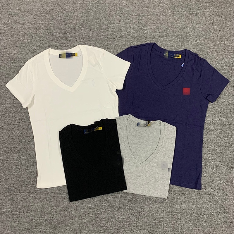 .00#pure Cotton V-neck Solid Color T-shirt For Women V T C 2