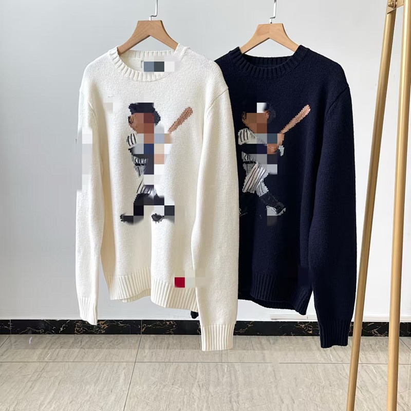 ##Bear Intarsia Knit Crewneck Sweater 808 P 2