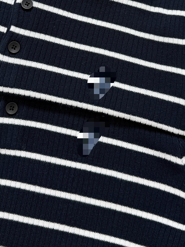 ##3 Buttons Stripe Knit Polo Shirt Polo R 12
