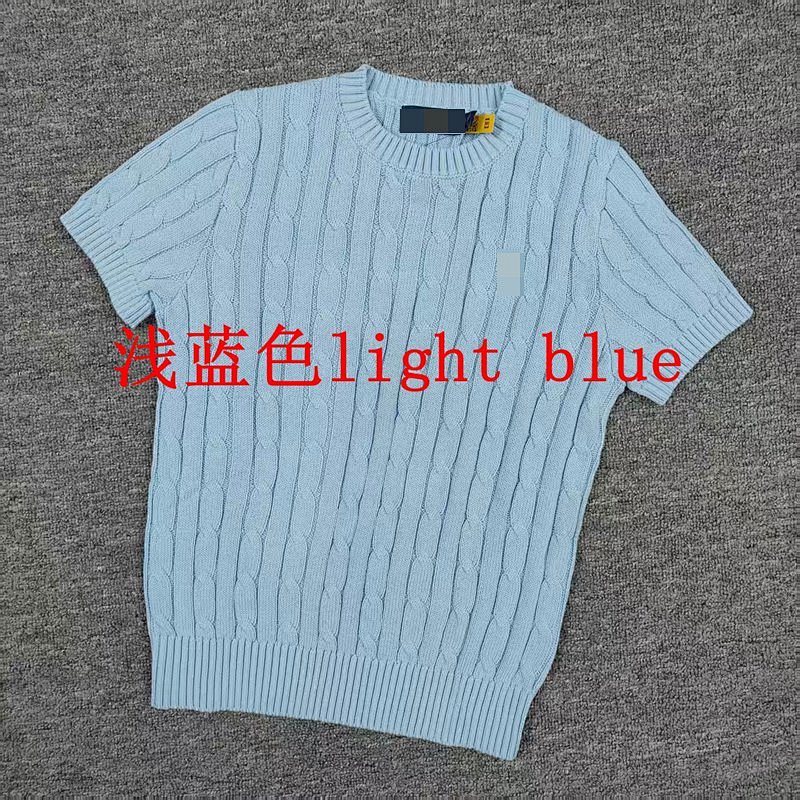 .00##candy Color Round Neck Pure Cotton Short Sleeves Sweater C 3