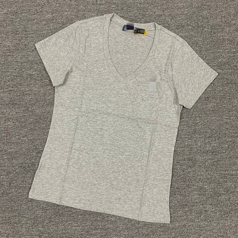 .00#pure Cotton V-neck Solid Color T-shirt For Women V T C 9