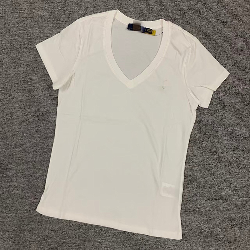 .00#pure Cotton V-neck Solid Color T-shirt For Women V T C 10