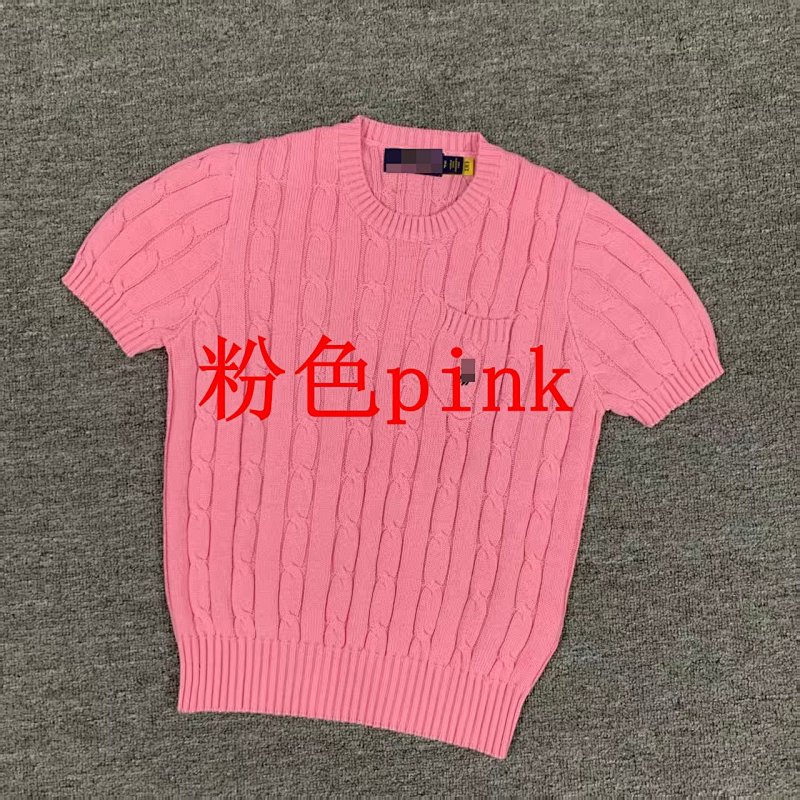 .00#pure Cotton Knitted Round Neck Short-sleeved Pocket Sweater, Twelve Color C 11
