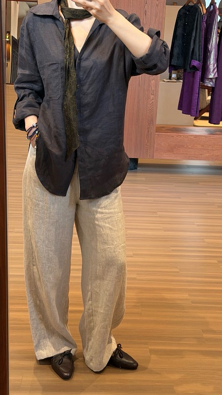 24.8usd ## Classic Wide-leg Linen Trousers N 4