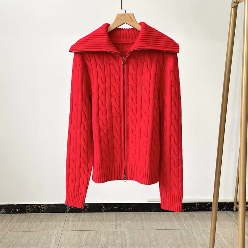 ##Wool Cable Knit Full Zip Cardigan 808 P 4