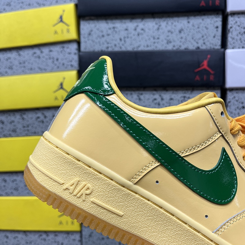 Air Force 1 Low Patent Leather Topaz Gold Pine Green 3