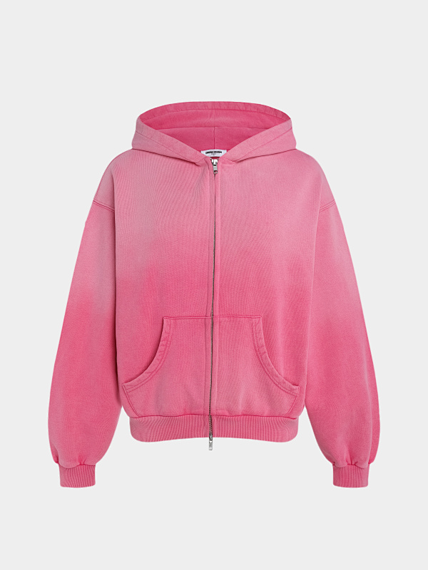 480gsm Union Kingdom 100% Cotton Polar Fleece Boxy Cropped Fit Washed Zip-u