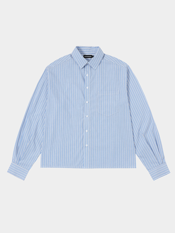 120gsm Union Kingdom 100% Cotton Boxy Cropped Fit Striped Long-sleeved Shirt