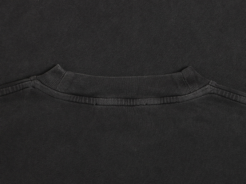 220gsm Union Kingdom Washed Black 100% Cotton Loose Fit Blank T-shirt · 4