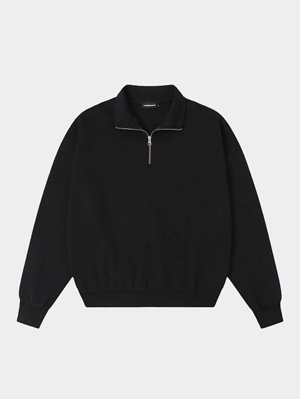 430gsm Union Kingdom Double-face Fabric Boxy Cropped Fit Quarter-zip Sweatshirt 11