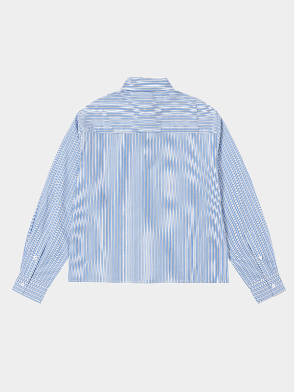 120gsm Union Kingdom 100% Cotton Boxy Cropped Fit Striped Long-sleeved Shirt 2