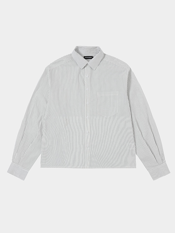 [Restocking]120gsm Union Kingdom 100% Cotton Boxy Cropped Fit Striped Long-sleeved Shirt