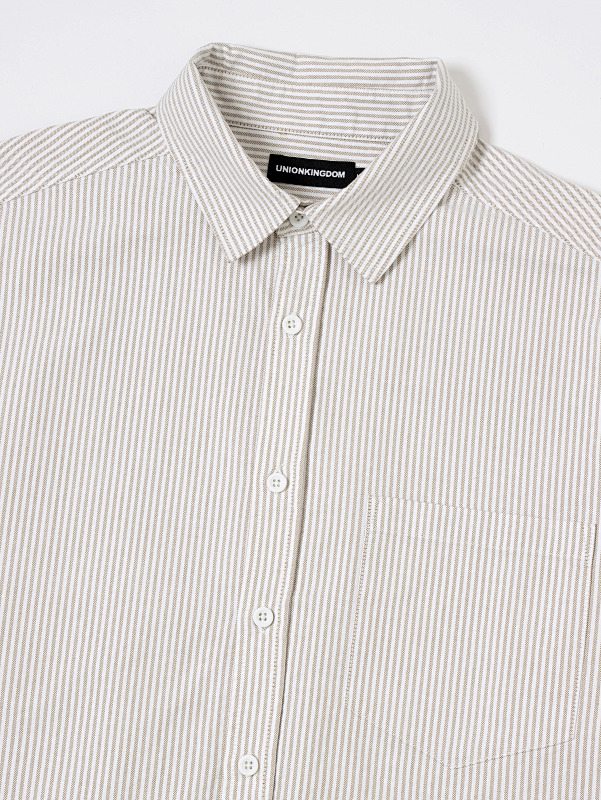 [Restocking]180gsm 100% Cotton Oxford Weave Boxy Cropped Fit Long-sleeved Shirt 12