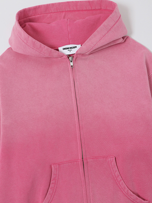 480gsm Union Kingdom 100% Cotton Polar Fleece Boxy Cropped Fit Washed Zip-u 3