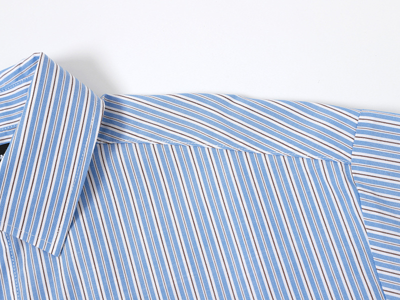 120gsm Union Kingdom 100% Cotton Boxy Cropped Fit Striped Long-sleeved Shirt 5
