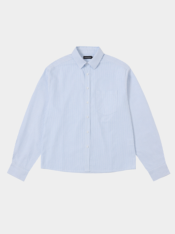 [Restocking]180gsm 100% Cotton Oxford Weave Boxy Cropped Fit Long-sleeved Shirt