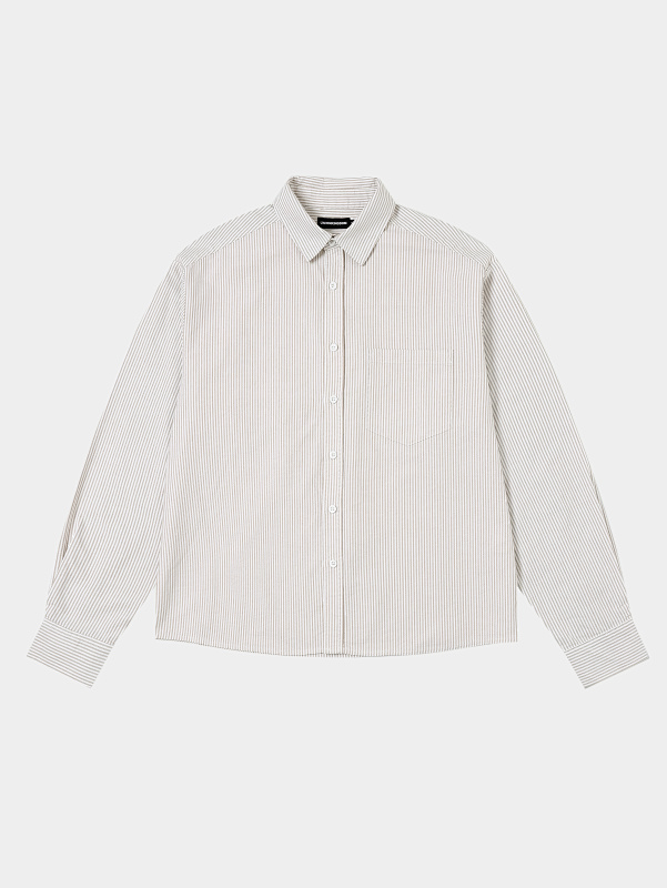 [Restocking]180gsm 100% Cotton Oxford Weave Boxy Cropped Fit Long-sleeved Shirt 10