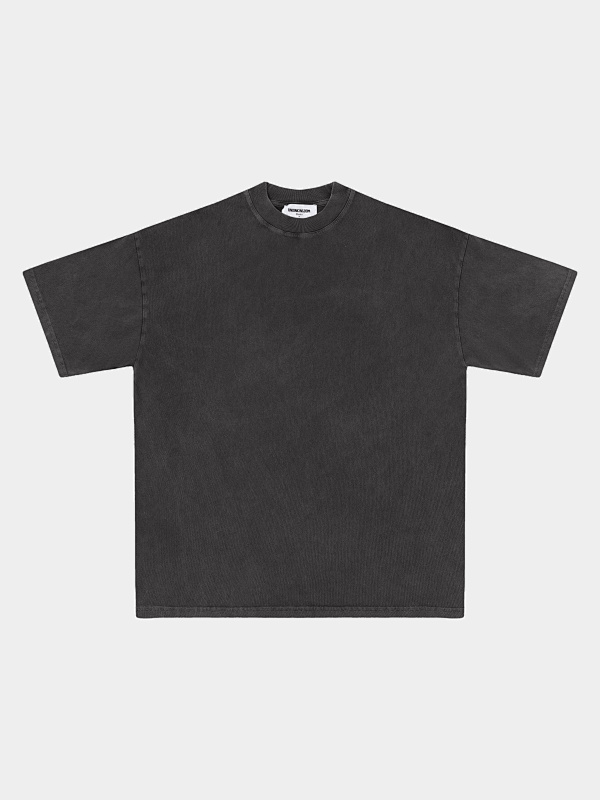 220gsm Union Kingdom Washed Black 100% Cotton Loose Fit Blank T-shirt