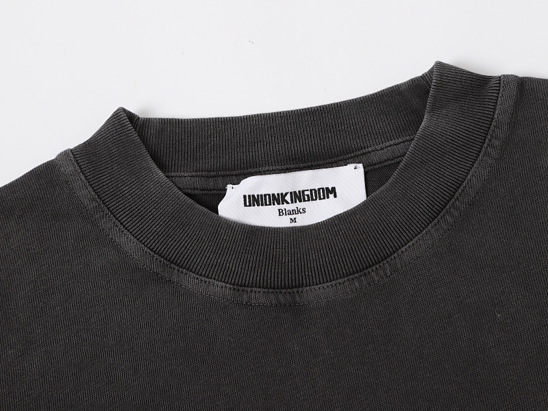 220gsm Union Kingdom Washed Black 100% Cotton Loose Fit Blank T-shirt · 3