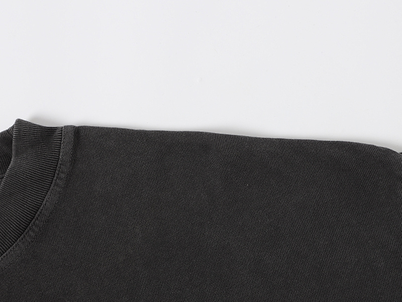 220gsm Union Kingdom Washed Black 100% Cotton Loose Fit Blank T-shirt · 5