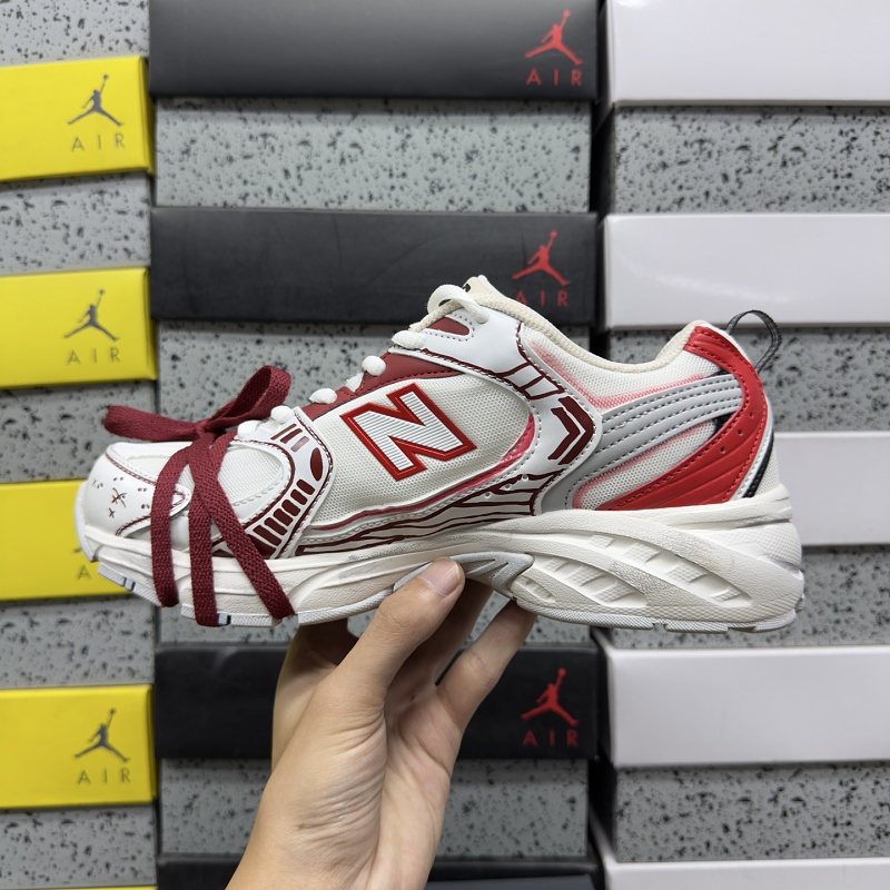 New Balance 530 · White Red Graffiti Laces · 3