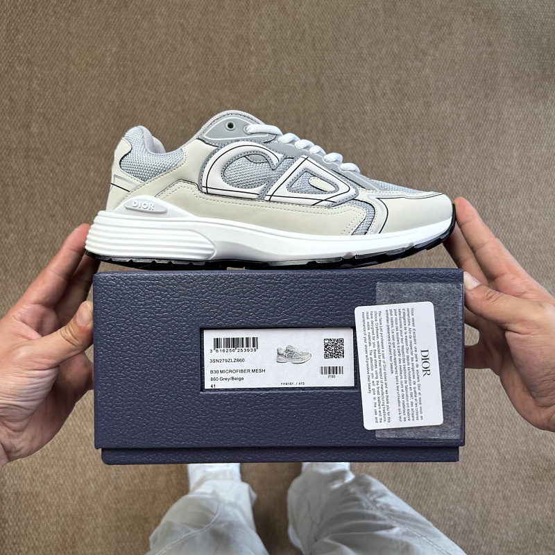 Dior B30 Sneakers · Grey Mesh Cream 9